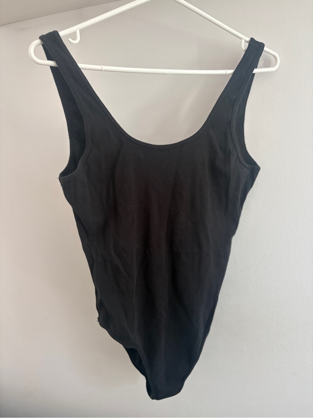 American Apparel Black Ribbed Scoop Neck Bodysuit